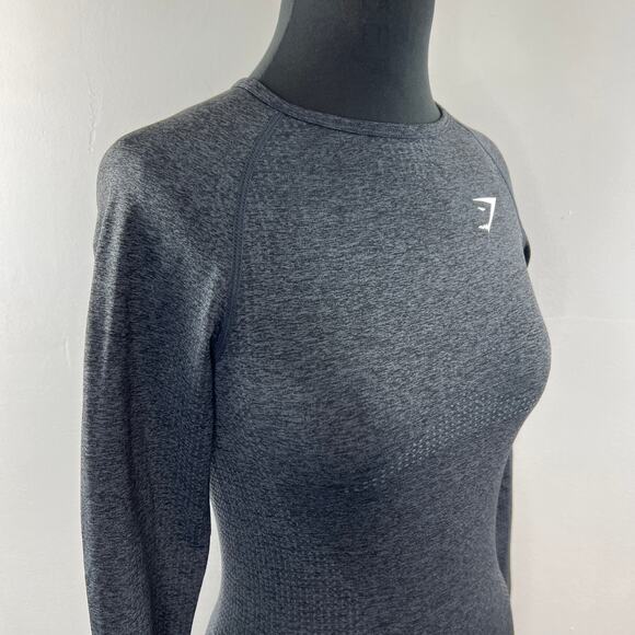 GYMSHARK Charcoal Gray Long Thumbhole Sleeve Activewear Pullover Top Size S - Picture 5 of 7